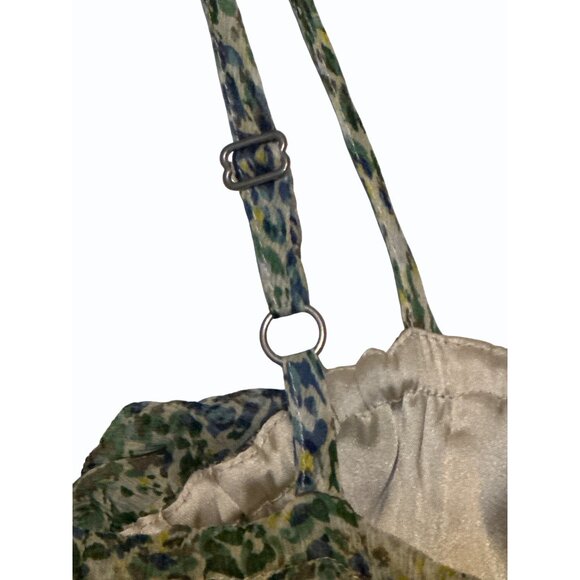 J Crew Floral Green & Cream Sleeveless Silk Dress Size 8 Adjustable Straps - Picture 8 of 12